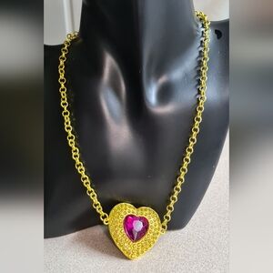 Paparazzi Gold and Pink Heart Necklace.